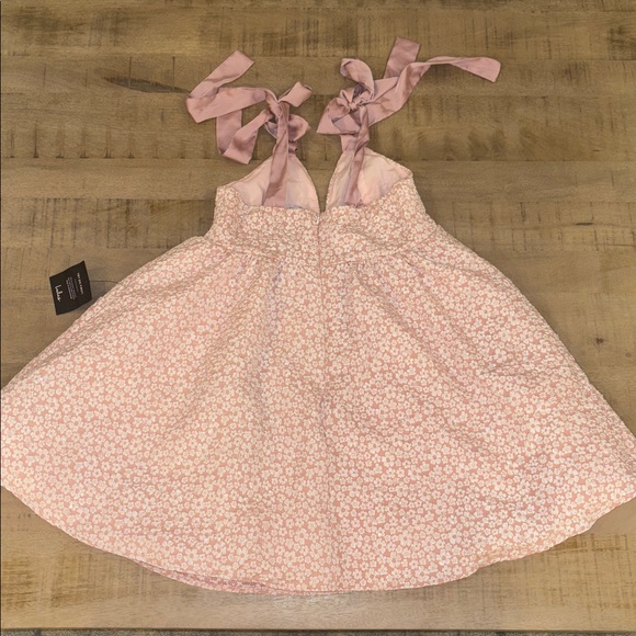 Lulus Darling Composure Pink Jacquard Floral Tie-Strap Mini Dress Small NWT NEW - Picture 9 of 10